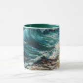 Beach Waves und Sandmalerei Personalisiert Tasse (Zentrum)