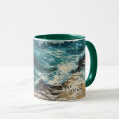 Beach Waves und Sandmalerei Personalisiert Tasse (VorderseiteRechts)