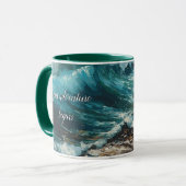Beach Waves und Sandmalerei Personalisiert Tasse (Vorderseite Links)