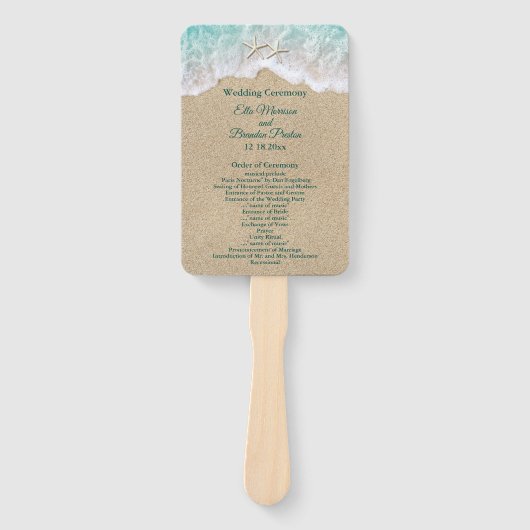 Beach Waves und Starfish Hochzeitsprogramm Fächer (Vorderseite)