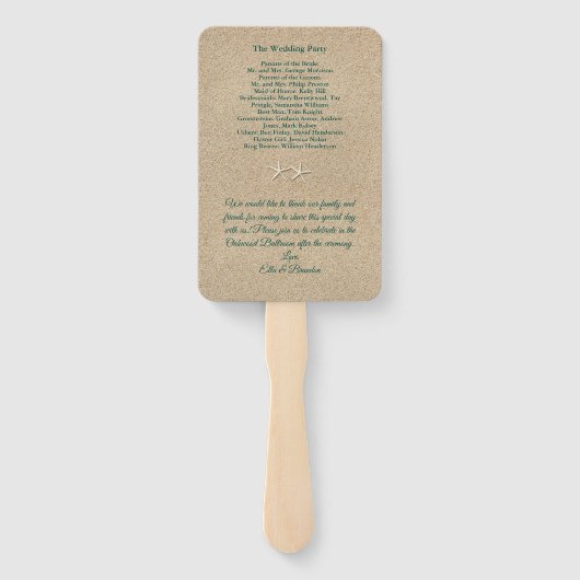 Beach Waves und Starfish Hochzeitsprogramm Fächer (Rückseite)