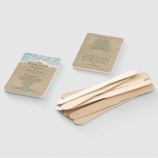 Beach Waves und Starfish Hochzeitsprogramm Fächer (Non-assembled)