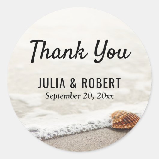 Beach Waves Wedding Danke Runder Aufkleber (Vorderseite)