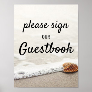 Beach Waves Wedding Gästebuchunterschrift Poster