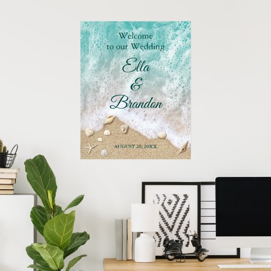 Beach Waves Wedding Poster (Heimbüro)