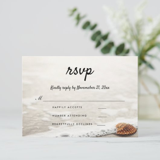 Beach Waves Wedding RSVP (Stehend Vorderseite)