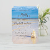 Beach Weaves Seashell Wedding Brautparty Einladung (Stehend Vorderseite)
