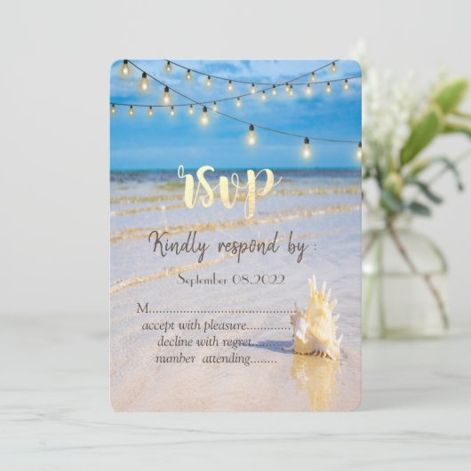 Beach Weaves String Lights Seashell UAWG Einladung (Stehend Vorderseite)
