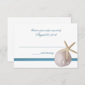 Beach Wedblue mit Sand Dollar und Starfish RSVP Karte (Vorne/Hinten)
