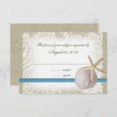 Beach Wedblue mit Sand Dollar und Starfish RSVP Karte (Vorne/Hinten)