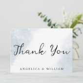 BEACH WEDD DANK KARTENDUSTRIE BLAUE WATERCOLOR DANKESKARTE (Stehend Vorderseite)