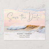 BEACH WEDD SAVE THE DATE POSTCARD | OCEAN WAVES POSTKARTE (Vorderseite)