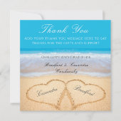 Beach Wedding 2 Herz in the Sand Wedding Dankeskarte (Vorderseite)