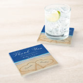 Beach Wedding 2 Herz in the Sand Wedding Glasuntersetzer (Schrägansicht)