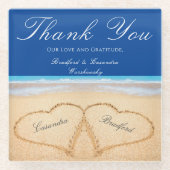 Beach Wedding 2 Herz in the Sand Wedding Glasuntersetzer (Vorderseite)