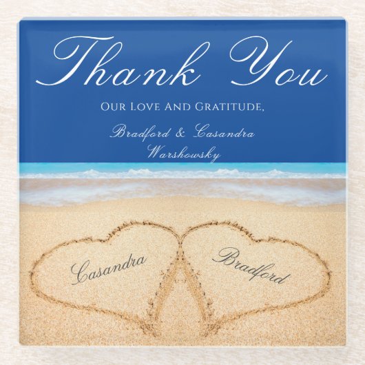 Beach Wedding 2 Herz in the Sand Wedding Glasuntersetzer (Vorderseite)