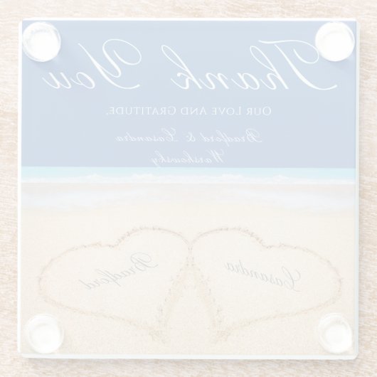 Beach Wedding 2 Herz in the Sand Wedding Glasuntersetzer (Rückseite)