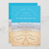 Beach Wedding 2 Herz in the Sand Wedding Invi Einladung (Vorne/Hinten)
