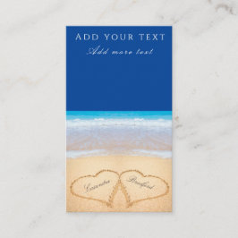 Beach Wedding 2 Herz Sand Dark Blue Begleitkarte