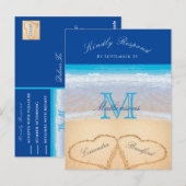 Beach Wedding 2 Herz Sand Dark Blue UAWG Postkarte (Vorne/Hinten)