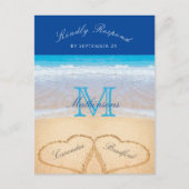 Beach Wedding 2 Herz Sand Dark Blue UAWG Postkarte (Vorderseite)