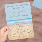 Beach Wedding 2 Herz Sand Wedding Dusty Blue Einladung