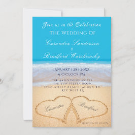 Beach Wedding 2 Herz Sand Wedding Ocean Blue Inv Einladung