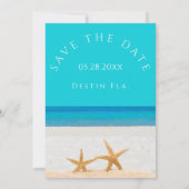 Beach Wedding 2 Starfish in Sand Save the Date Inv Einladung (Rückseite)