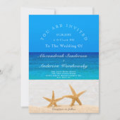 Beach Wedding 2 Starfish in Sand Wedding Einladung (Vorderseite)