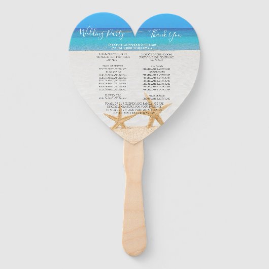 Beach Wedding 2 Starfish in Sand Wedding Hand Fan Fächer (Rückseite)