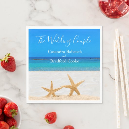 Beach Wedding 2 Starfish in Sand Wedding Serviette (Beispiel)