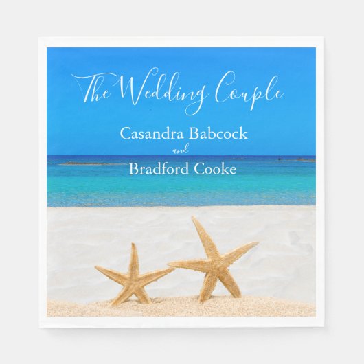 Beach Wedding 2 Starfish in Sand Wedding Serviette (Vorderseite)