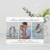 Beach Wedding 3 Photo Save the Date (Stehend Vorderseite)