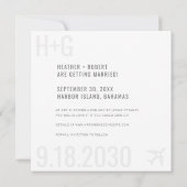 Beach Wedding Airplane Zielplatz Foto Save The Date (Rückseite)