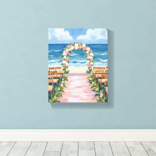 Beach Wedding Aisle Floral Watercolor Leinwanddruck (Insitu (Holzboden))