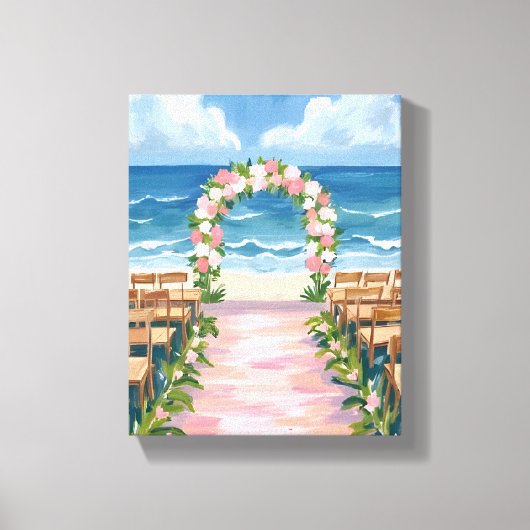 Beach Wedding Aisle Floral Watercolor Leinwanddruck (Vorderseite)
