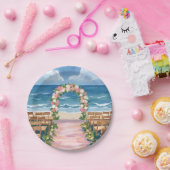 Beach Wedding Aisle Floral Watercolor Pappteller (Party)