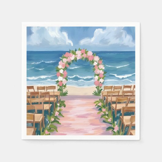 Beach Wedding Aisle Floral Watercolor Serviette (Vorderseite)
