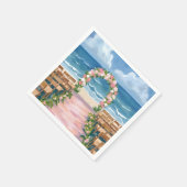 Beach Wedding Aisle Floral Watercolor Serviette (Ecke)