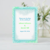 Beach Wedding Aqua und White Save the Date (Stehend Vorderseite)