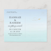 Beach Wedding Aquamarin Blue Ombre Save the Date Ankündigungspostkarte (Rückseite)