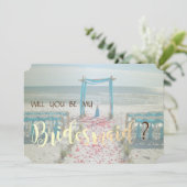 Beach Wedding Arbor Bridesmaid Card Einladung (Stehend Vorderseite)