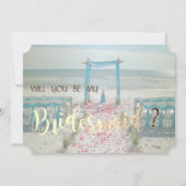 Beach Wedding Arbor Bridesmaid Card Einladung (Vorderseite)