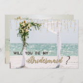 Beach Wedding Arbor Floral Bridesmaid Card Einladung (Vorne/Hinten)