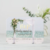 Beach Wedding Arbor Floral UAWG Einladung (Stehend Vorderseite)