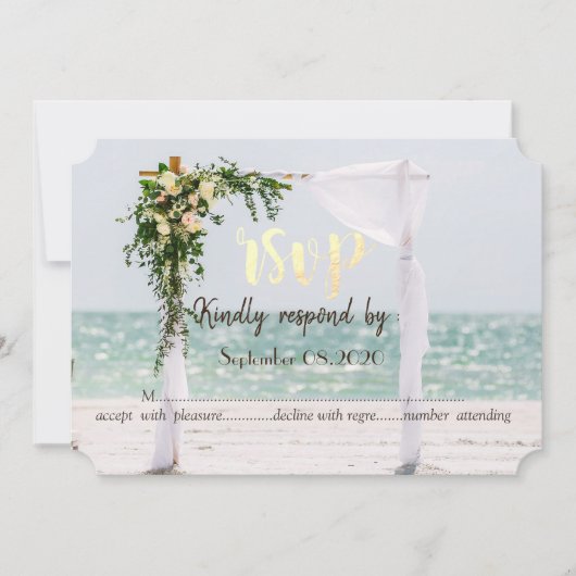 Beach Wedding Arbor Floral UAWG Einladung (Vorderseite)