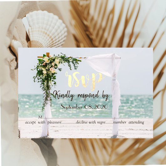 Beach Wedding Arbor Floral UAWG Einladung