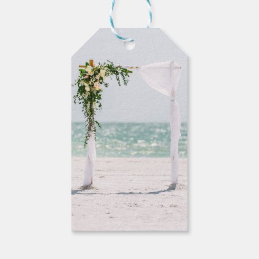 Beach Wedding Arbor Floral Vielen Dank Geschenkanhänger (Rückseite)