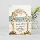 Beach Wedding Arbor Rose Brautparty Einladung (Stehend Vorderseite)