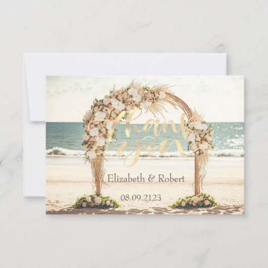 Beach Wedding Arbor Rose Dankeskarte (Vorderseite)